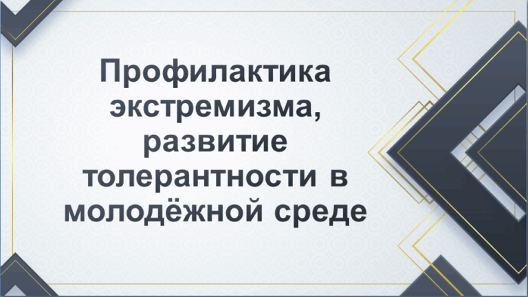 Профилактика экстремизма, развитие толерантности в молодёжной среде: проблема и её решение