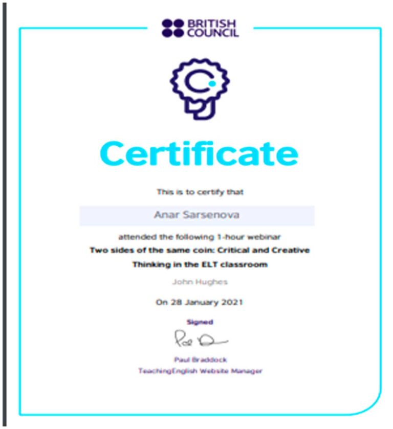 Critical and Creative Thinking in the ELT classroom